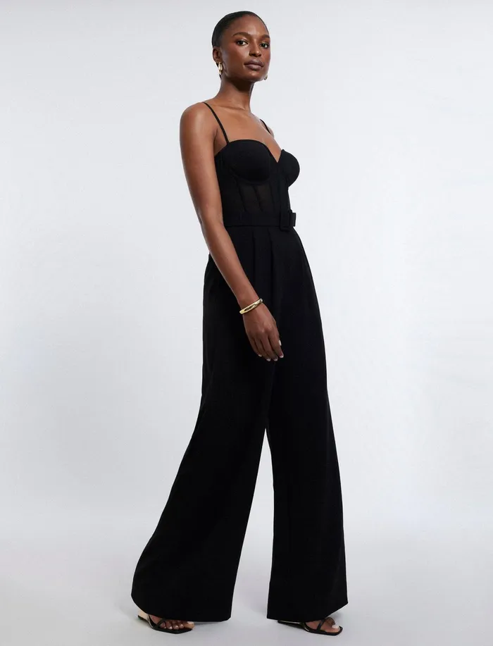 Women Jumpsuits and Rompers BCBG Roosevelt Bustier Jumpsuit Black