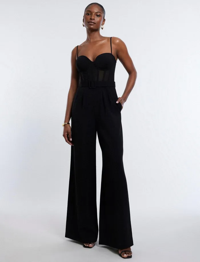 Women Jumpsuits and Rompers BCBG Roosevelt Bustier Jumpsuit Black