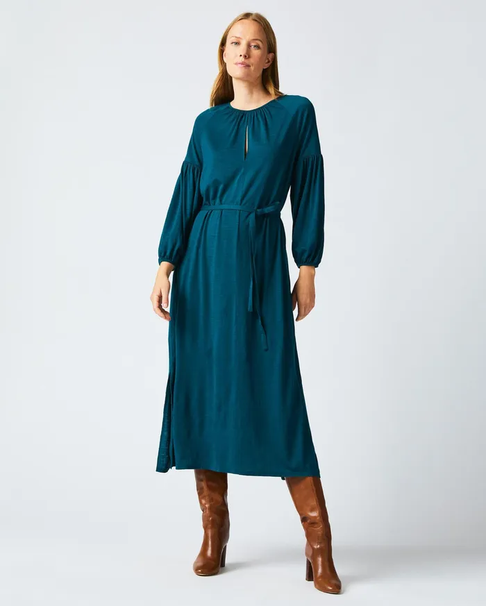 Women Keyhole Midi Dress Teal Billy Reid Dresses
