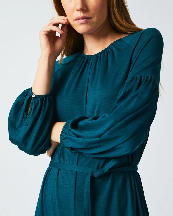 Women Keyhole Midi Dress Teal Billy Reid Dresses
