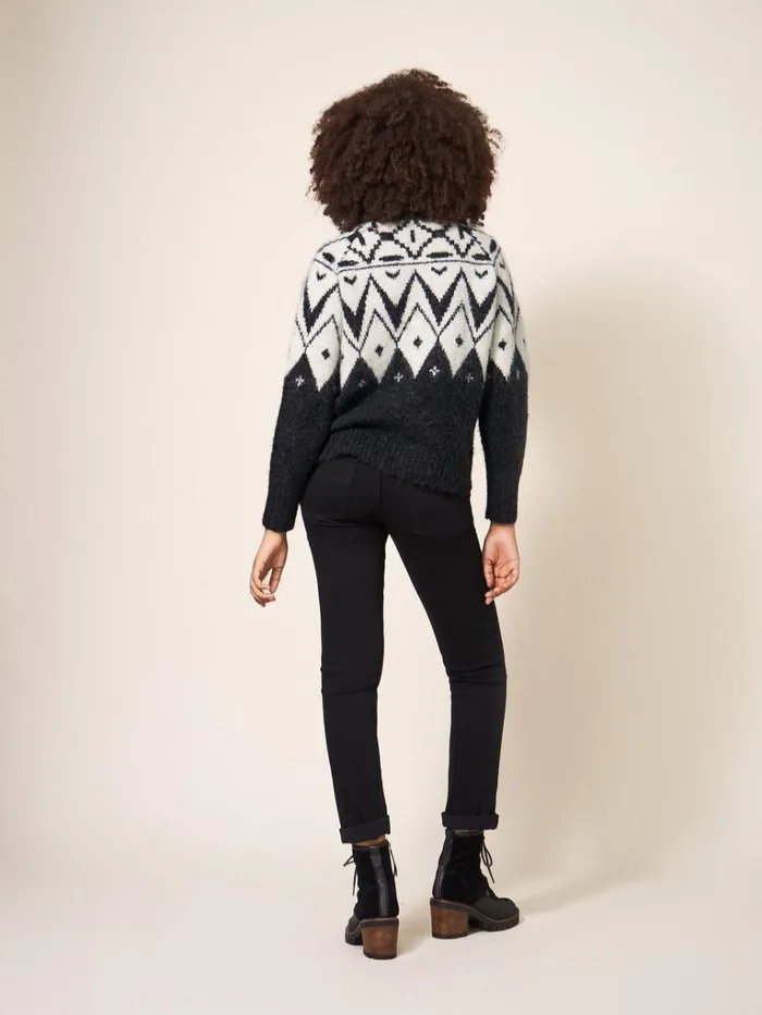 Women KNITWEAR White Stuff BLACK FAIRISLE JUMPER Black Multi Women KNITWEAR White Stuff BLACK FAIRISLE JUMPER Black Multi