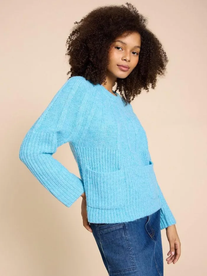 Women KNITWEAR White Stuff CLOVER JUMPER Mid Blue