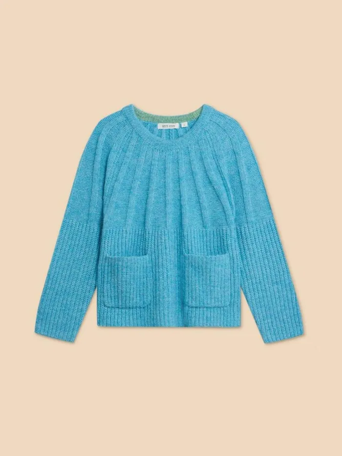 Women KNITWEAR White Stuff CLOVER JUMPER Mid Blue Women KNITWEAR White Stuff CLOVER JUMPER Mid Blue