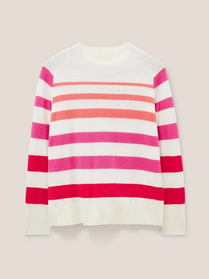 Women KNITWEAR White Stuff CORA CASHMERE CREW NECK JUMPER Pink Multi Women KNITWEAR White Stuff CORA CASHMERE CREW NECK JUMPER Pink Multi
