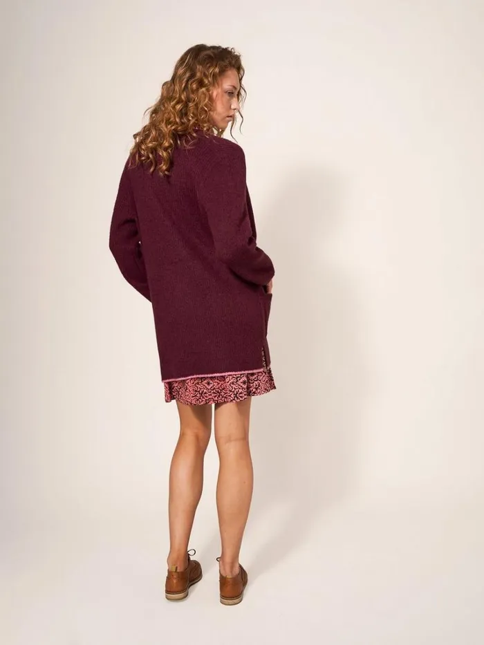 Women KNITWEAR White Stuff ERICA LONGLINE CARDI Dk Plum Women KNITWEAR White Stuff ERICA LONGLINE CARDI Dk Plum