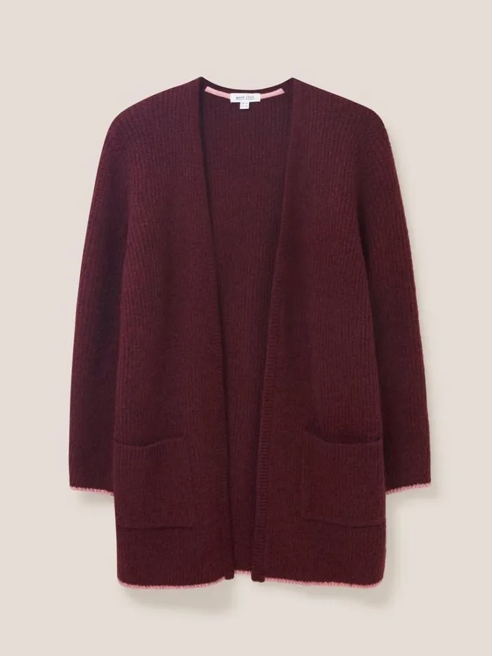 Women KNITWEAR White Stuff ERICA LONGLINE CARDI Dk Plum Women KNITWEAR White Stuff ERICA LONGLINE CARDI Dk Plum