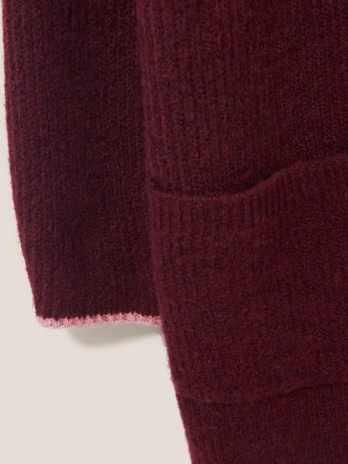 Women KNITWEAR White Stuff ERICA LONGLINE CARDI Dk Plum Women KNITWEAR White Stuff ERICA LONGLINE CARDI Dk Plum