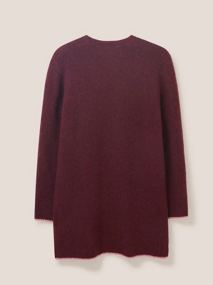 Women KNITWEAR White Stuff ERICA LONGLINE CARDI Dk Plum Women KNITWEAR White Stuff ERICA LONGLINE CARDI Dk Plum