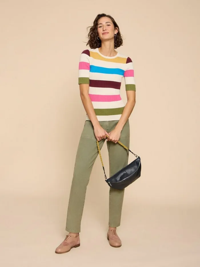 Women KNITWEAR White Stuff IVY RIB JUMPER Ivory Multi