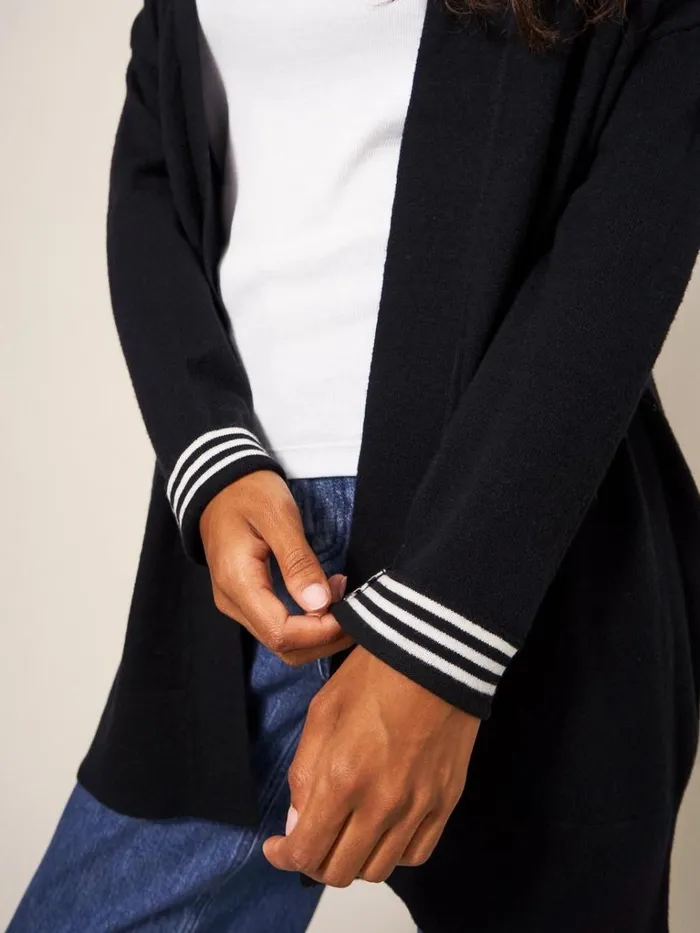 Women KNITWEAR White Stuff LAURA LONGLINE CARDI Pure Black