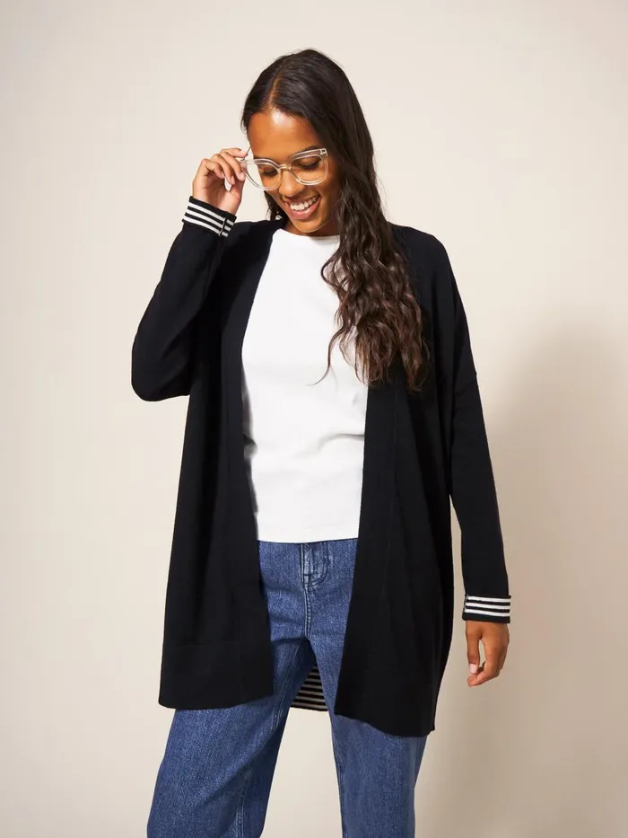 Women KNITWEAR White Stuff LAURA LONGLINE CARDI Pure Black Women KNITWEAR White Stuff LAURA LONGLINE CARDI Pure Black