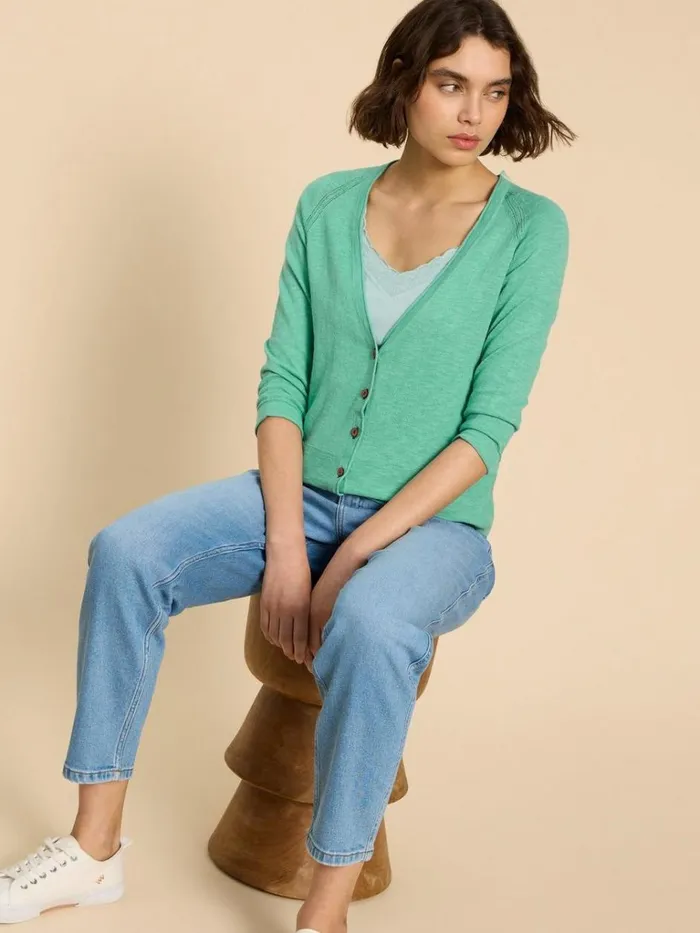 Women KNITWEAR White Stuff NARIA V NECK CARDI Mid Teal