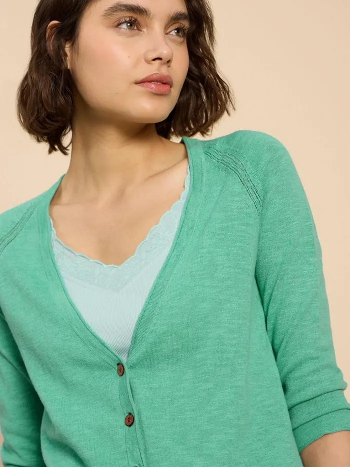 Women KNITWEAR White Stuff NARIA V NECK CARDI Mid Teal Women KNITWEAR White Stuff NARIA V NECK CARDI Mid Teal