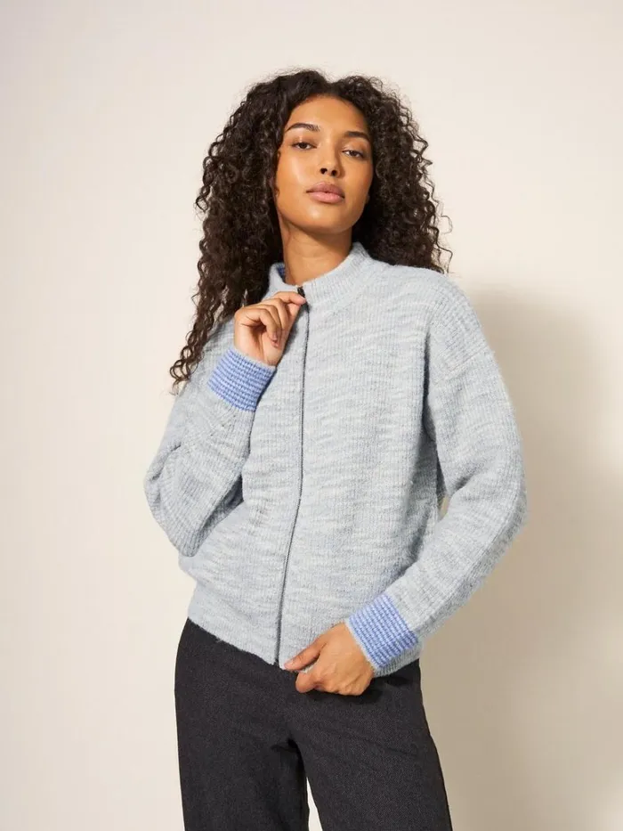 Women KNITWEAR White Stuff WEEKEND BOMBER Grey Marl