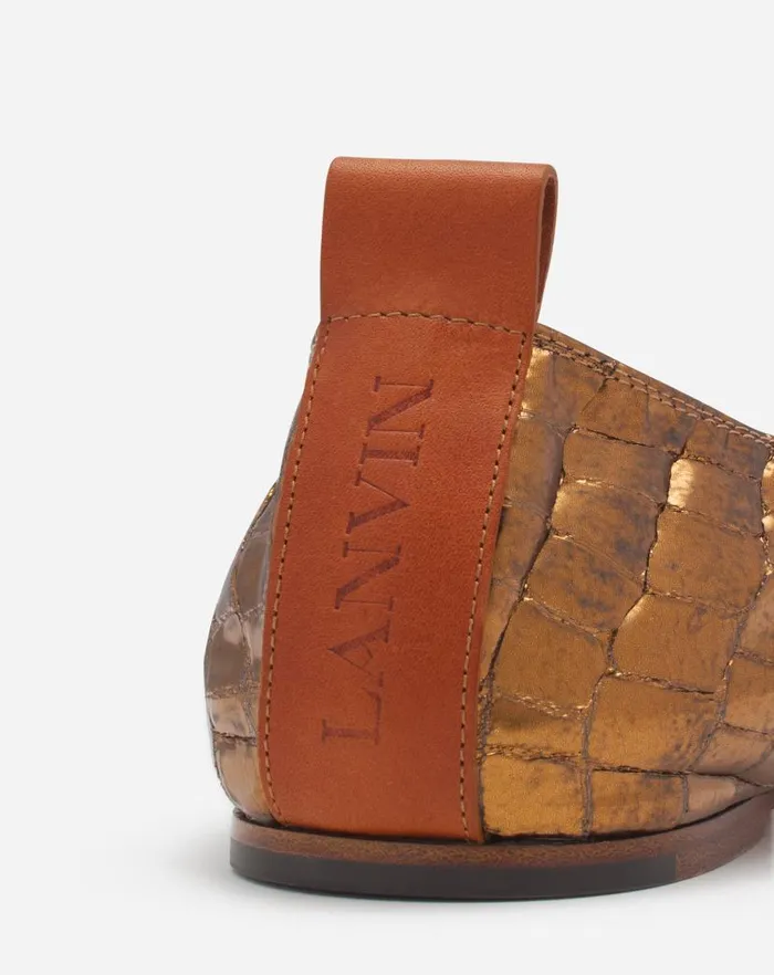 Women Lanvin Ballerinas The Ballerina In Crocodileeffect Leather Gold