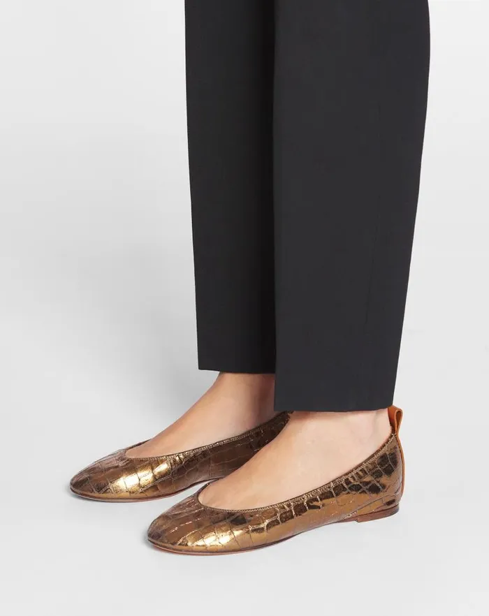 Women Lanvin Ballerinas The Ballerina In Crocodileeffect Leather Gold