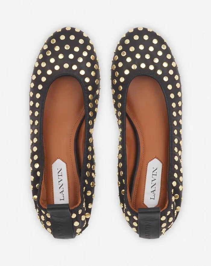 Women Lanvin Ballerinas The Leather Ballerina Flat With Studs Black