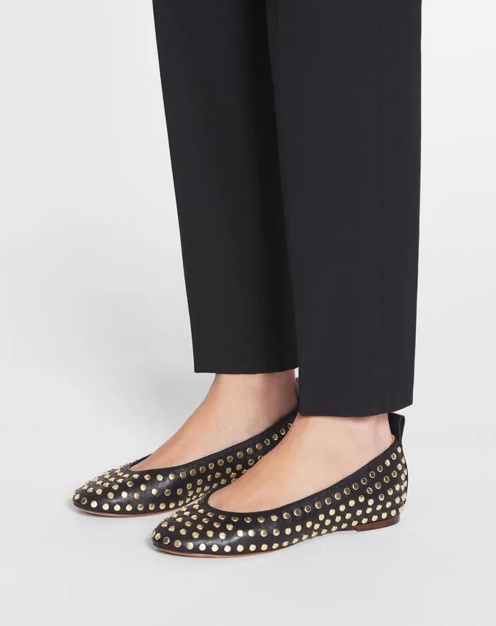 Women Lanvin Ballerinas The Leather Ballerina Flat With Studs Black