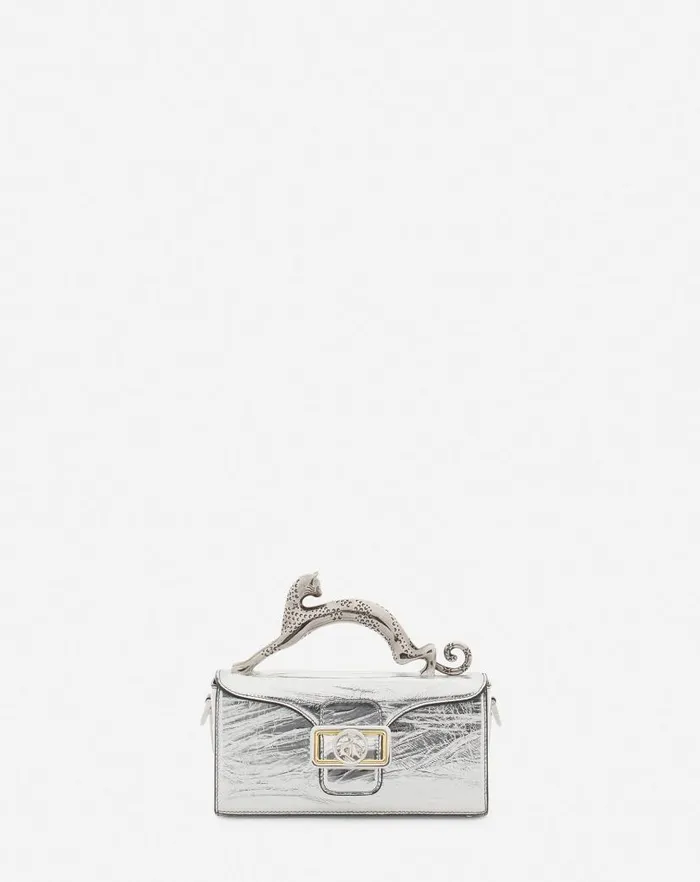 Women Lanvin Crossbody Bags and Shoulder Bags Nano Pencil Cat Bag In Metallic Leather Silver