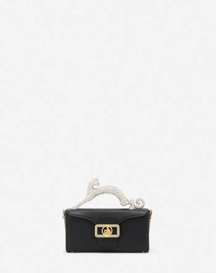 Women Lanvin Crossbody Bags and Shoulder Bags Nano Pencil Cat Leather And Rhinestone Bag Black