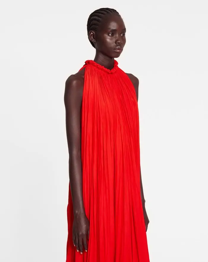 Women Lanvin Dresses Long Charmeuse Tribute Dress Poppy Red