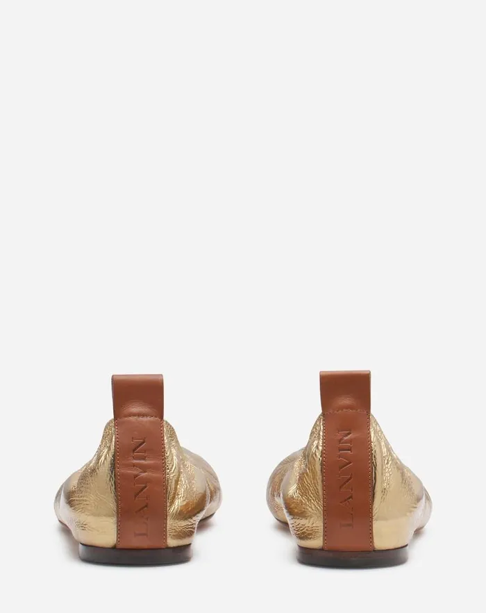 Women Lanvin Loafers The Ballerina Flat In Metallic Leather Gold Women Lanvin Loafers The Ballerina Flat In Metallic Leather Gold