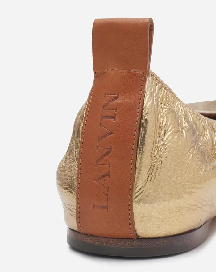 Women Lanvin Loafers The Ballerina Flat In Metallic Leather Gold Women Lanvin Loafers The Ballerina Flat In Metallic Leather Gold