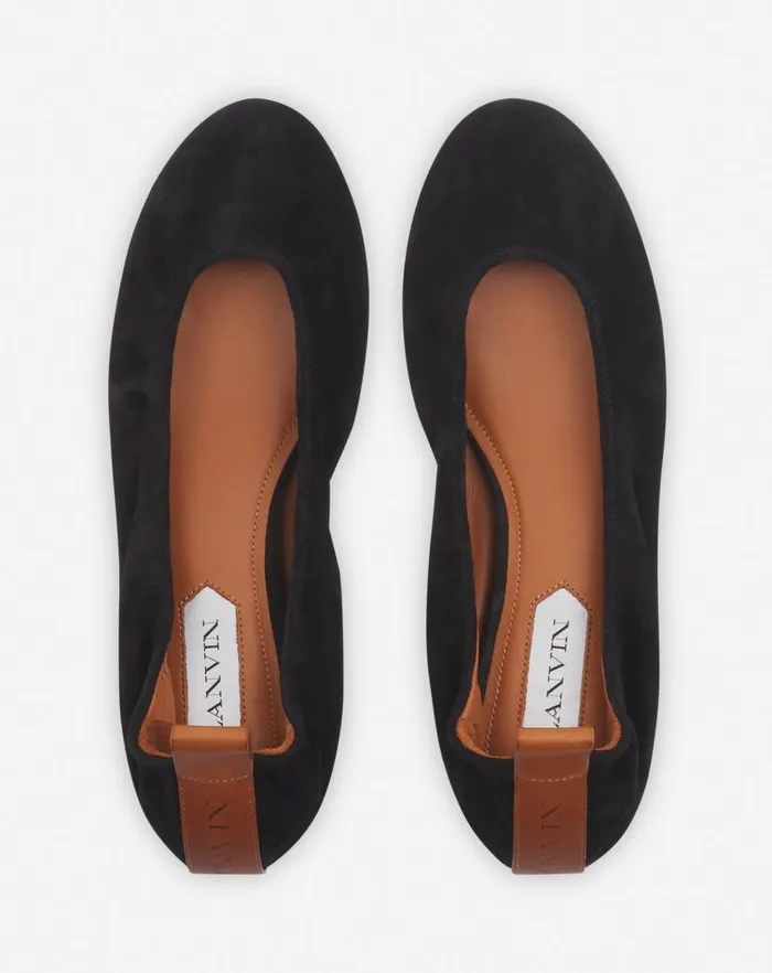 Women Lanvin Loafers The Suede Ballerina Flat Black Women Lanvin Loafers The Suede Ballerina Flat Black
