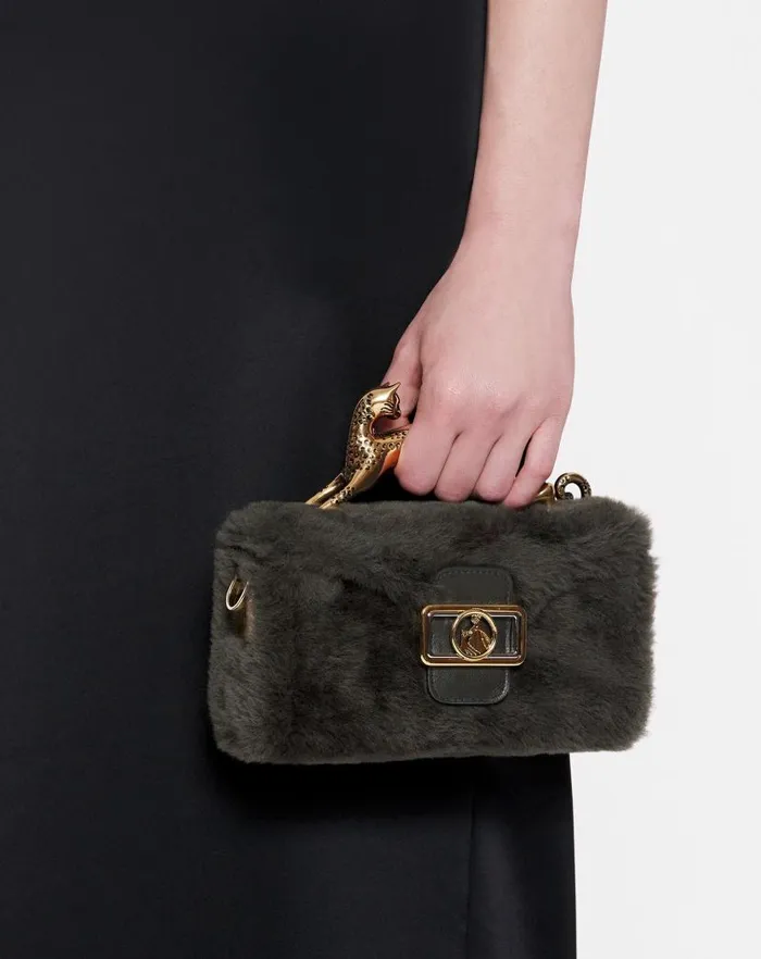 Women Lanvin Mini Bags and Clutches Shearling Nano Pencil Cat Bag Loden Women Lanvin Mini Bags and Clutches Shearling Nano Pencil Cat Bag Loden