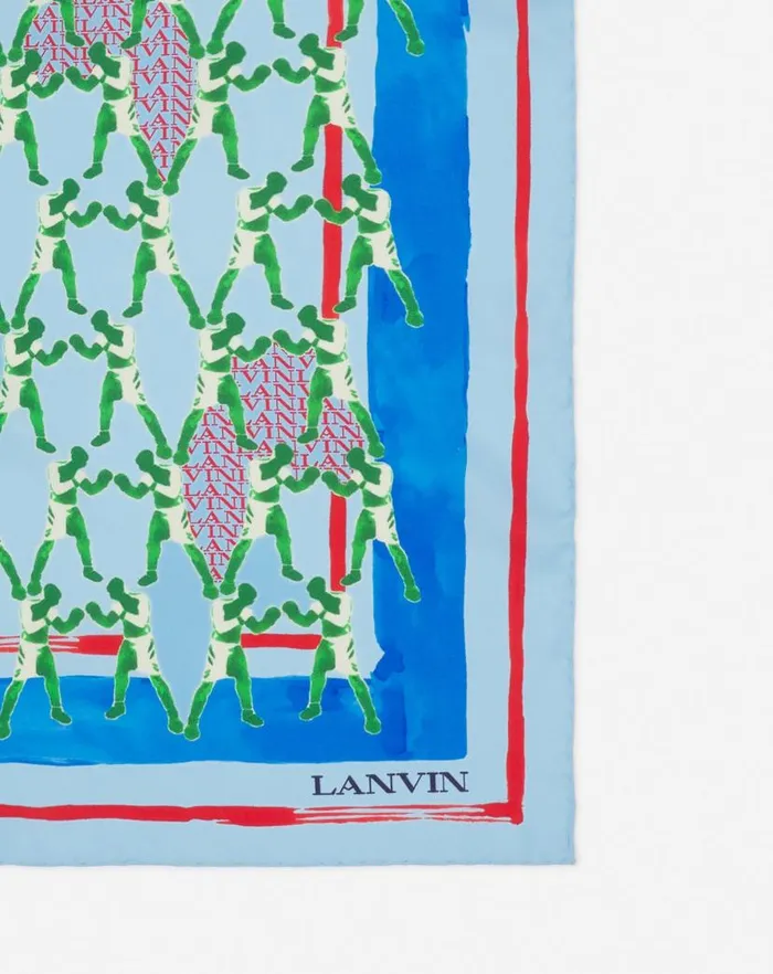 Women Lanvin Silks and Scarves Silk Scarf With A Sports Print Newlanvin Blue Women Lanvin Silks and Scarves Silk Scarf With A Sports Print Newlanvin Blue