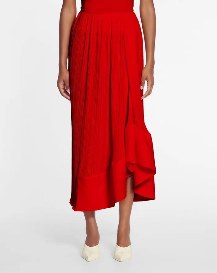 Women Lanvin Skirts and Shorts Pleated Midi Skirt Flame Women Lanvin Skirts and Shorts Pleated Midi Skirt Flame