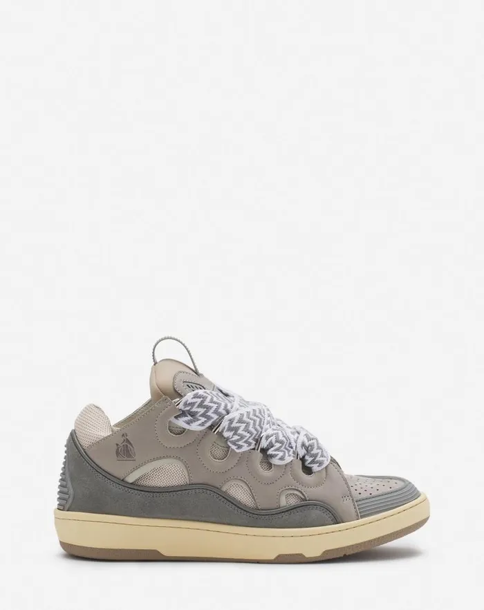 Women Lanvin Sneakers Leather Curb Sneakers Grey 2