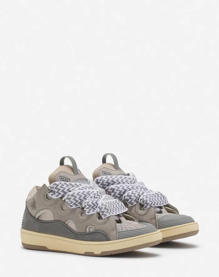 Women Lanvin Sneakers Leather Curb Sneakers Grey 2 Women Lanvin Sneakers Leather Curb Sneakers Grey 2