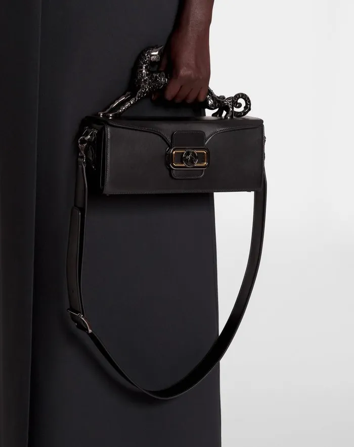 Women Lanvin Tote Bags and Top Handle Bags Medium Pencil Cat Leather Bag Black Women Lanvin Tote Bags and Top Handle Bags Medium Pencil Cat Leather Bag Black