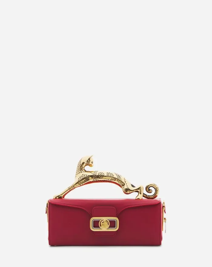 Women Lanvin Tote Bags and Top Handle Bags Medium Pencil Cat Leather Bag Burgundy