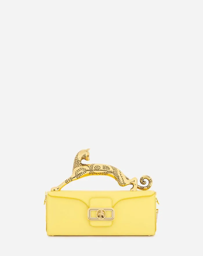 Women Lanvin Tote Bags and Top Handle Bags Medium Pencil Cat Leather Bag Corn