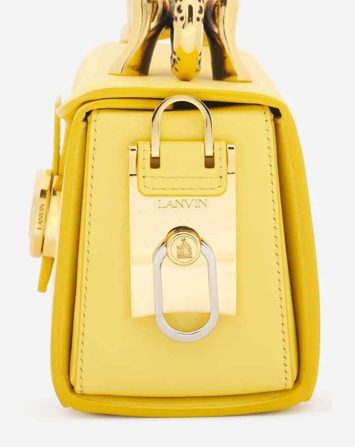 Women Lanvin Tote Bags and Top Handle Bags Medium Pencil Cat Leather Bag Corn