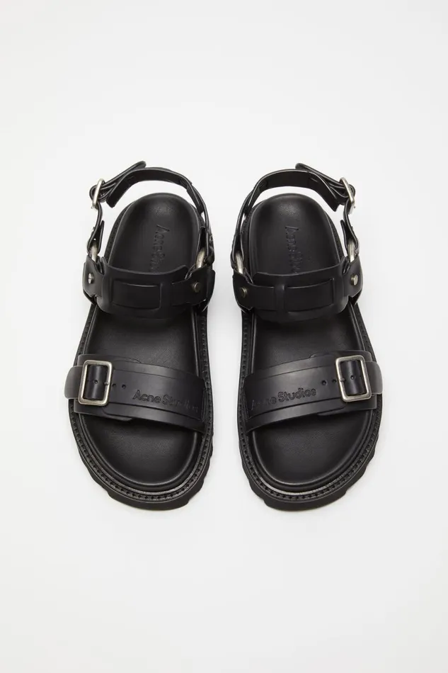 Women Leather Buckle Sandal Black Acne Studios Shoes