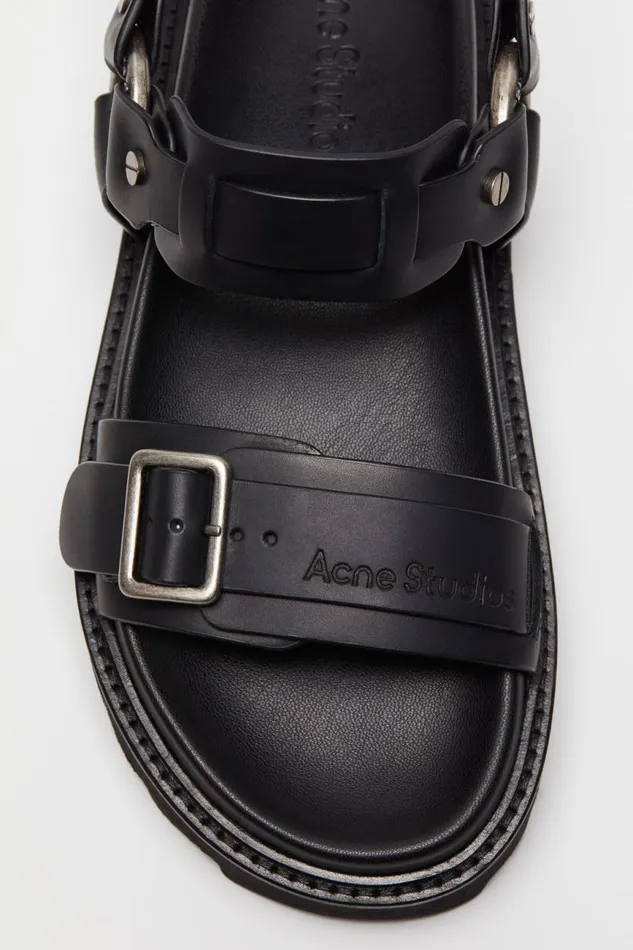 Women Leather Buckle Sandal Black Acne Studios Shoes