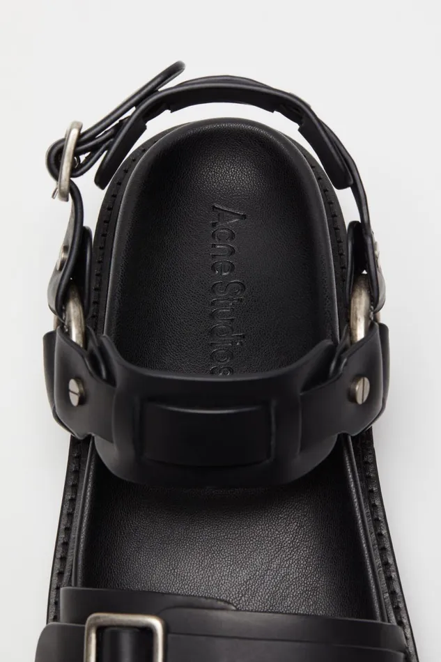 Women Leather Buckle Sandal Black Acne Studios Shoes