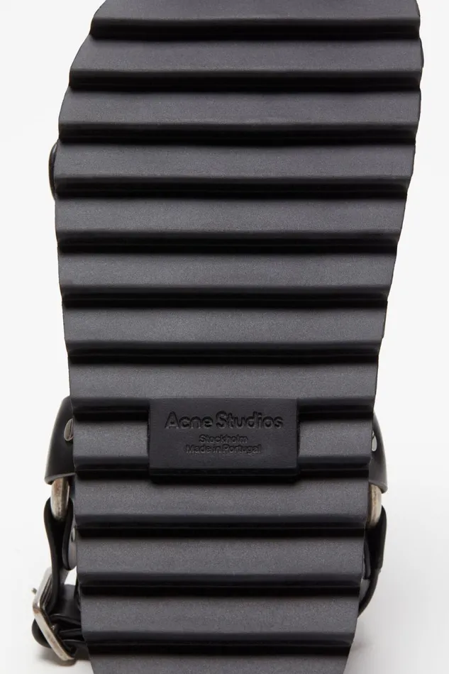 Women Leather Buckle Sandal Black Acne Studios Shoes