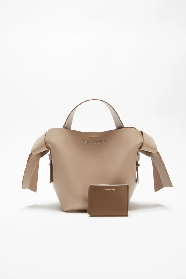 Women Leather Trifold Wallet Camel Brown Acne Studios Small Leather Goods