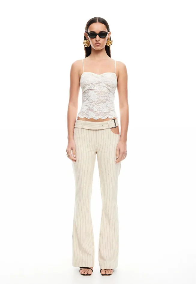 Women Lioness Fashion Pants YVES PANT Cream Pinstripe Women Lioness Fashion Pants YVES PANT Cream Pinstripe