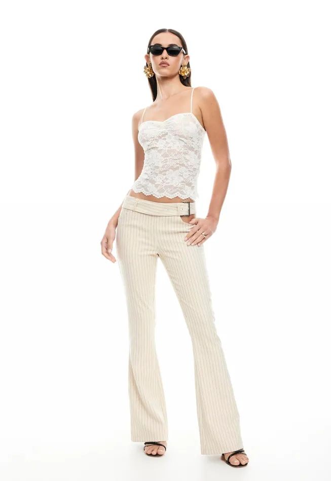 Women Lioness Fashion Pants YVES PANT Cream Pinstripe Women Lioness Fashion Pants YVES PANT Cream Pinstripe