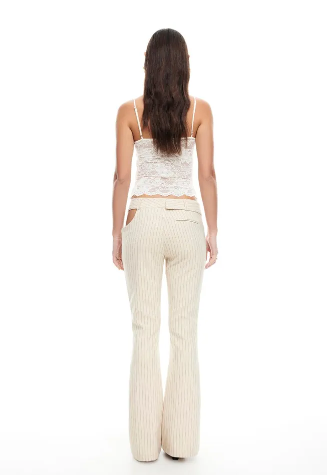 Women Lioness Fashion Pants YVES PANT Cream Pinstripe Women Lioness Fashion Pants YVES PANT Cream Pinstripe