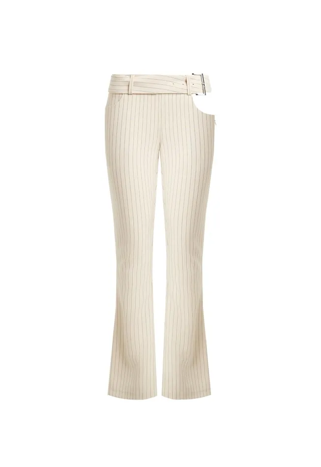 Women Lioness Fashion Pants YVES PANT Cream Pinstripe Women Lioness Fashion Pants YVES PANT Cream Pinstripe