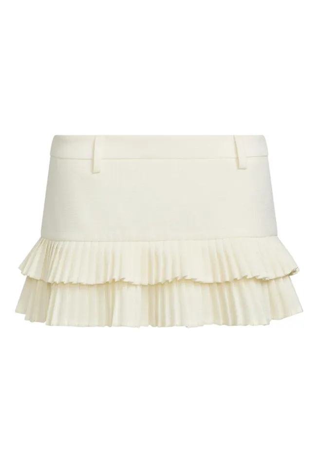 Women Lioness Fashion Skirts DOUBLE RUFFLE MINI SKORT Soft Lemon Women Lioness Fashion Skirts DOUBLE RUFFLE MINI SKORT Soft Lemon