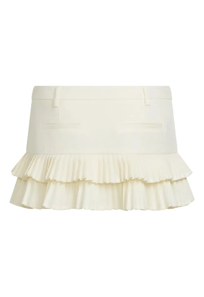 Women Lioness Fashion Skirts DOUBLE RUFFLE MINI SKORT Soft Lemon Women Lioness Fashion Skirts DOUBLE RUFFLE MINI SKORT Soft Lemon