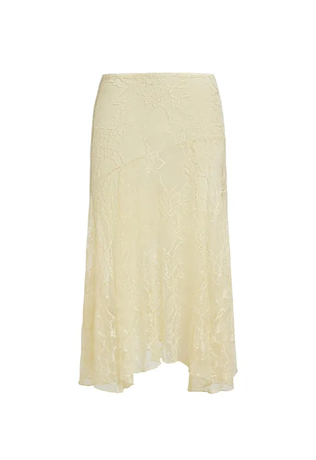 Women Lioness Fashion Skirts IN BLOOM LACE MIDI SKIRT Cornsilk Women Lioness Fashion Skirts IN BLOOM LACE MIDI SKIRT Cornsilk
