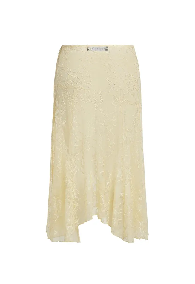 Women Lioness Fashion Skirts IN BLOOM LACE MIDI SKIRT Cornsilk Women Lioness Fashion Skirts IN BLOOM LACE MIDI SKIRT Cornsilk